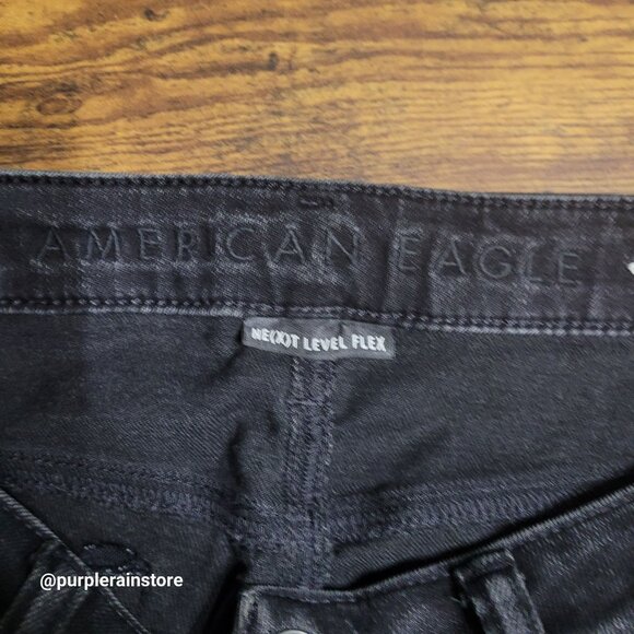 American Eagle Jeans Size 31x32 Stacked Skinny Next Level Flex Black Wash Denim - Picture 4 of 13